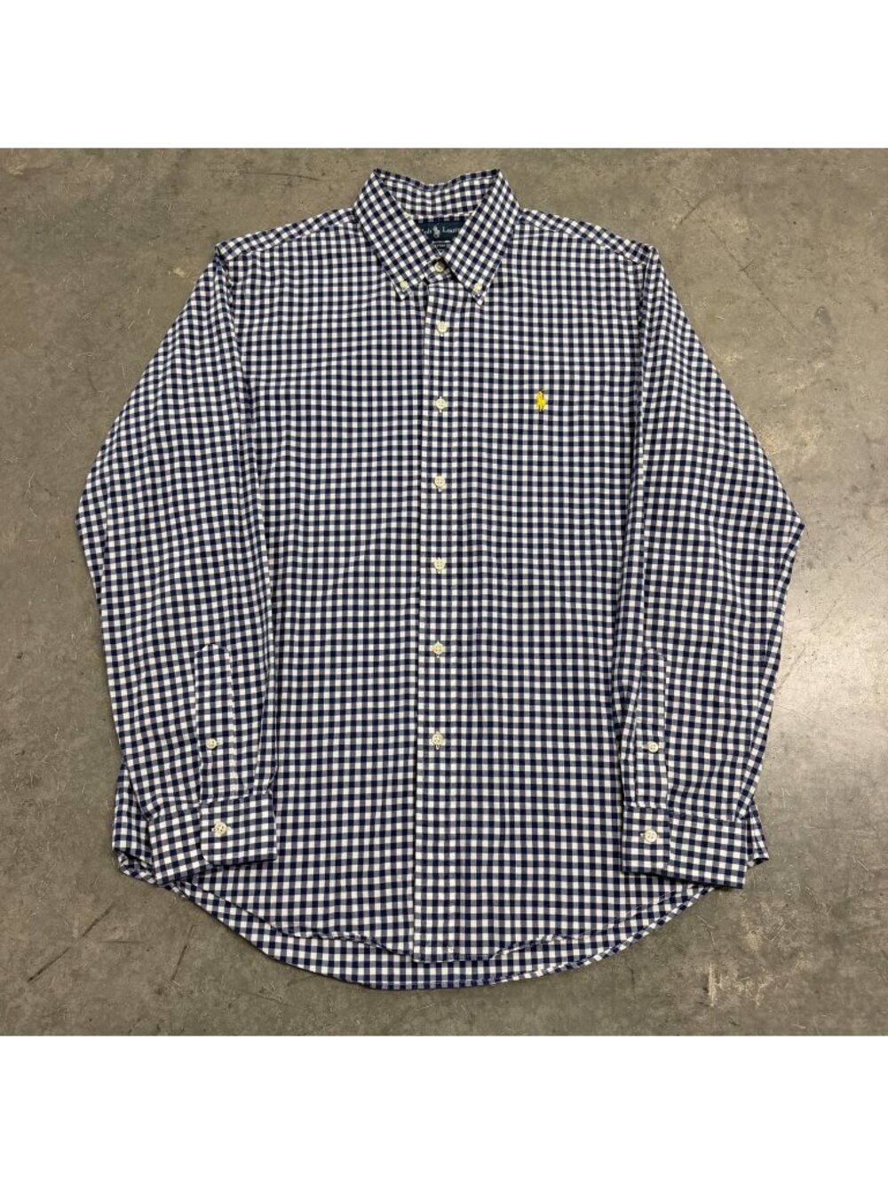 Ralph Lauren Blue Gingham Button-Down Shirt Size L